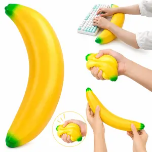 2026 New 18in Jumbo Banana Squishy Fidget Toy – Realistic Giant Banana, Soft Slow-Rising High Elastic Stretchable Squishy Stress Relief Toy, Kawaii Sensory Fidget for Kids & Adults, Anxiety Relief, Desk Toy & Party Favor