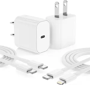 6.6FT iPhone 17 16 15 Charger Fast Charging USB C Charger Block with 2 Pack 6.6FT Cable (USB C to USB C & USB C to Lightning) Compatible with iPhone 17/16/16 Plus/16 Pro/16 Pro Max/15/15 Pro Max, Samsung (White)