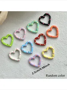 10PCS Colorful Double‑Sided Spring Clip Heart Keychain, Color Alloy Accessories for DIY Jewelry, Key Rings and Bag Charms, Fashionable Alloy Keychain