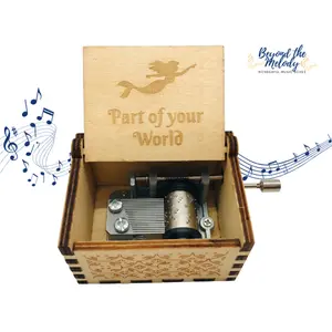 Beyond The Melody Little Mermaid "Part of Your World" Wooden Music Box Hand-Cranked Musical Keepsake for Kids & Travel Lovers Eco-Friendly & Compact Design