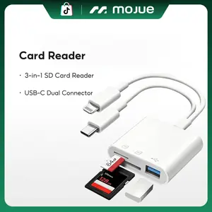#Summer wins SD Card Reader for iPhone Android, Memory Card Reader Built-in Dual iOS & USB C Connector Card Reader with USB-A/SD/MicroSD 3 Slots, No Application Required Plug and Play Usb C Adapter Usb C Hub