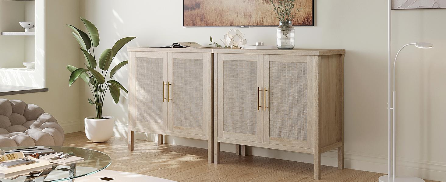 VOWNER Rattan Storage Cabinet, Buffet Cabinet Sideboard with Rattan Decorated Doors, Cupboard for Hallway, Entry, Living Room, 31.5" W x 15.75" D x 31.5" H (Wood Color) VOWNER Rattan Storage Cabinet, Buffet Cabinet Sideboard with Rattan Decorated Doors, Cupboard for Hallway, Entry, Living Room, 31.5" W x 15.75" D x 31.5" H (Wood Color)