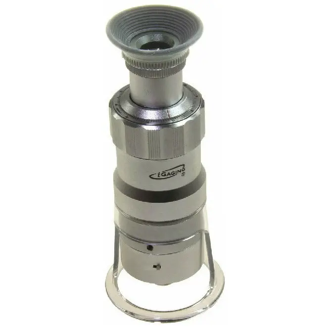 iGaging LED Measuring Microscope - 40x Extreme High Resolution, 0.0005"/0.01mm Precision, 2.5" Viewing Range, Adjustable Focal Point, Distortion-Free Optics, LED Illumination, Flexible Rubber Eyepiece, Stand Included, Usable in Total Darkness