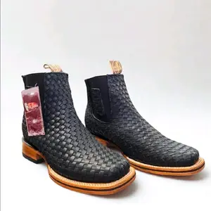Botin Vaquero Petatillo/Basketweave Cutter Toe Ankle Boot