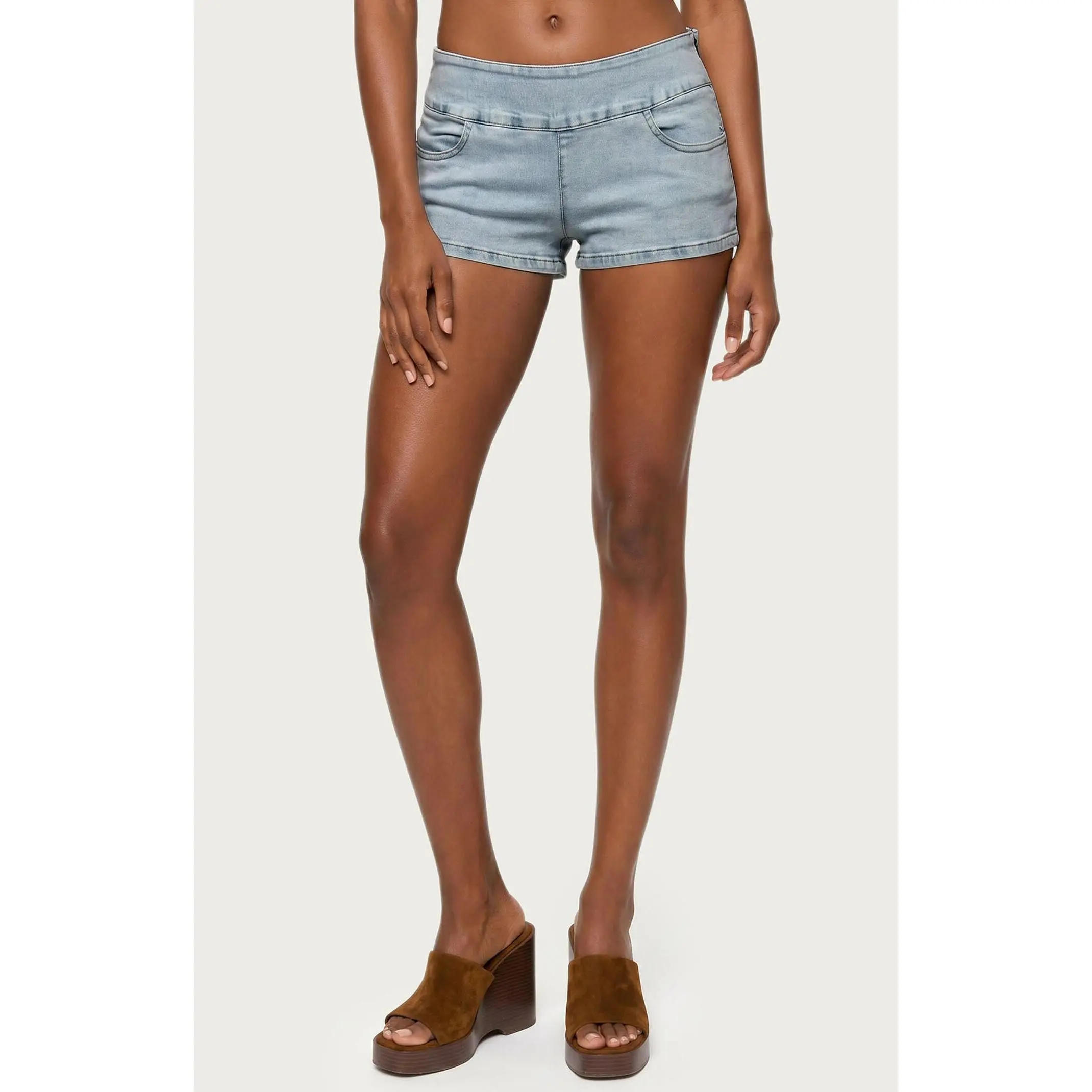 Edikted Women's Zaida Stretchy Denim Micro Shorts