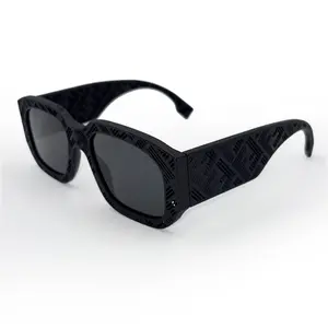 Fendi Novelty Sunglasses One Size Bold Designer Statement Style with Textured Black Frame & Dark Lenses for Everyday Wear