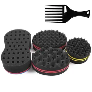 5 Pack Magic Sponge Brush for Waves, Coils & Afro Hair – Big Holes Design, No Pulling, Fast Hair Styling Tool for Men Women – Shape Curls, Reduce Frizz tiktokshopspringglowup,summervibes