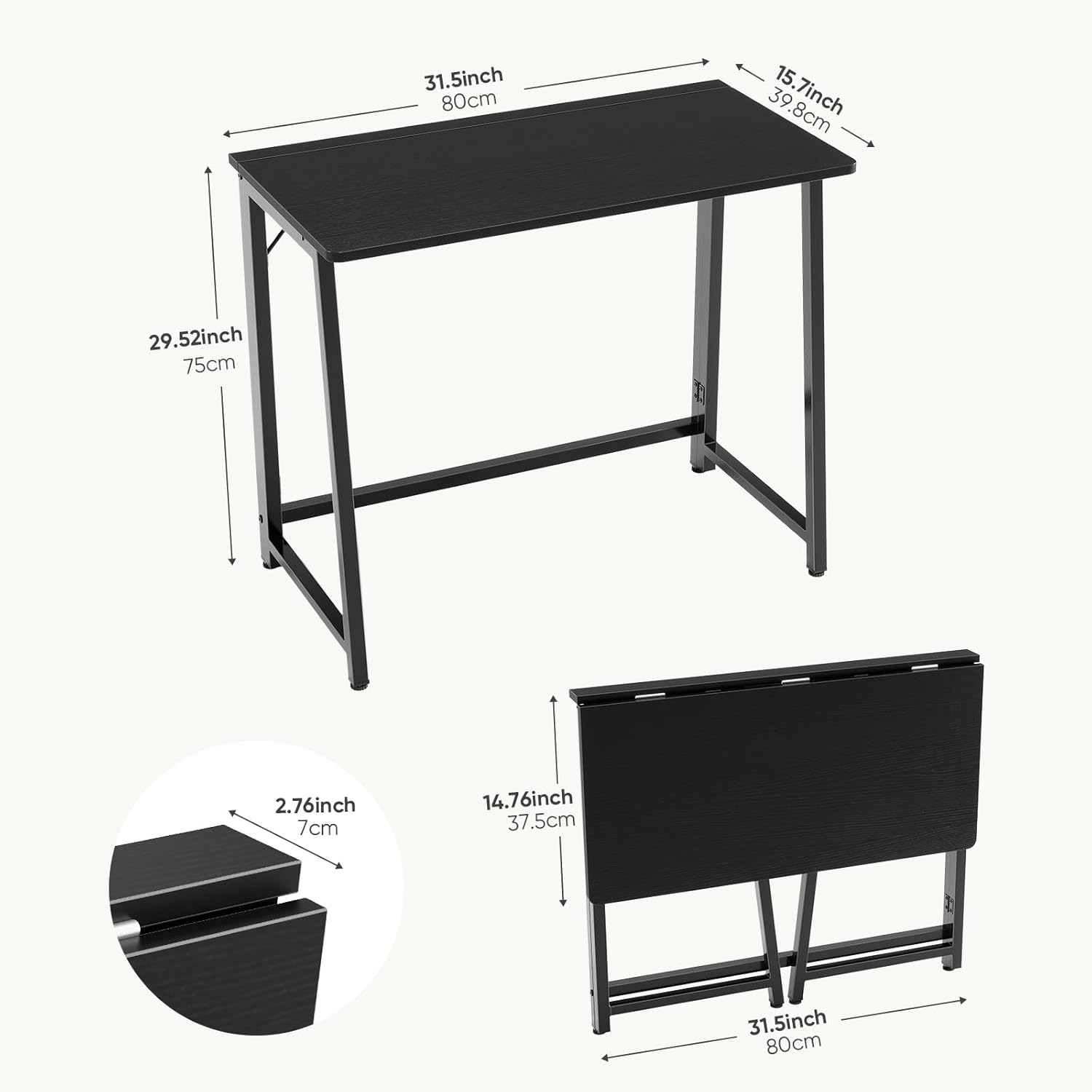 Small Space Folding Desk 31.5 Inch, Compact Foldable Computer Table, Narrow Home Office Workstation for Apartment, Dorm & Bedroom Small Space Folding Desk 31.5 Inch, Compact Foldable Computer Table, Narrow Home Office Workstation for Apartment, Dorm & Bedroom