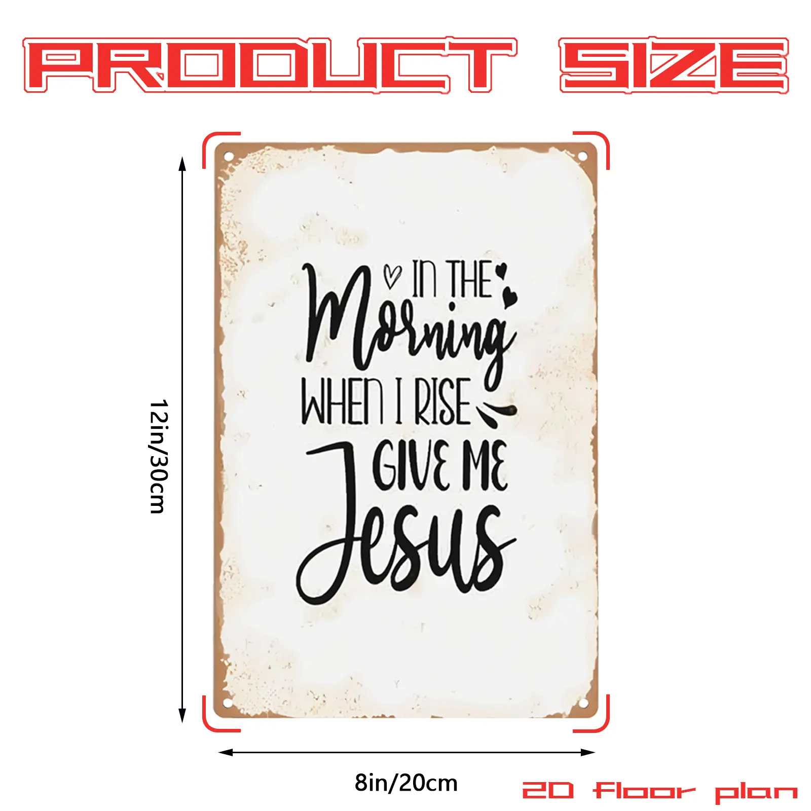 In the Morning When I Rise Give Me Jesus Aluminum Metal Sign, 12x8 Inch Christian Wall Decor, Faith Quote Religious Metal Plaque, Vintage Scripture Inspired Sign for Bedroom, Prayer Room, Living Room and Farmhouse Home Decor