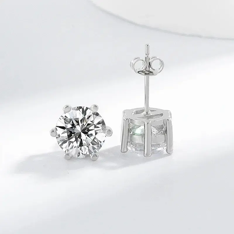 5-9MM Moissanite Earring 925 Sterling Silver Plated with  White Gold Stud Earrings For Women Jewelry