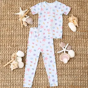 Bestaroo Seashell Scouts Pajama Bamboo Short Sleeve Pajama Set, Soft Breathable Snug Fit, 2 Piece Top + Pants, Seashell Scouts, Toddler Kids Sizes 2T, 3T, 4T, 5T, 6T