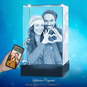 Custom 3D Crystal Tower – Personalized Photo Gift, Memorial Keepsake, Pet Memorial free LED light base