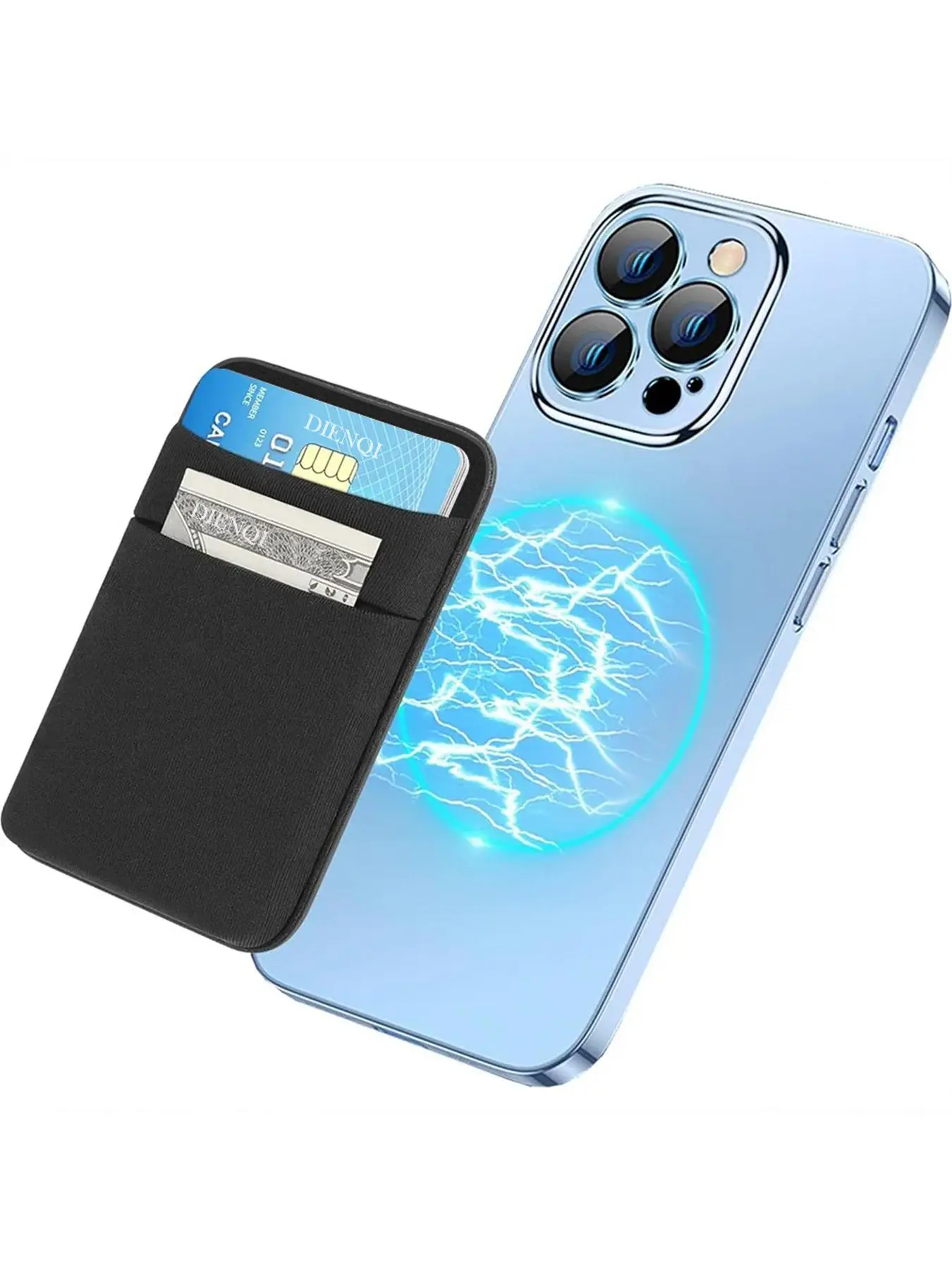 Magsafe Card Holder Wallet Case Magentic Wallets Lycra Cardholder Compatible for IPhone 17 16 15 14 13 12 Pro Max Samsung 21 22 Smartphone, Gift for Boyfriend, Husband, Chrismas Day, Valentine's Day