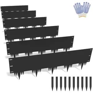 Galvanized Steel Landscape Edging Border 6 Packs 42'' L x 12.5'' H, Metal Landscape Garden Edging Border with 6 Stakes, Hammer-in Lawn Edging for Landscaping, Flower Bed, Yard, Pathway (21ft )