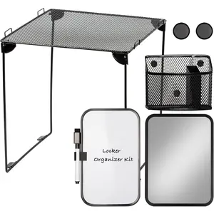 Black Locker Organizer Kit with Shelf, Shelf, Mirror, Pen Holder, Whiteboard,  to School Essentials, 7- Decoration Kit