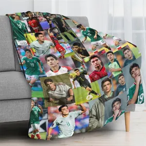 Gilberto Mora Mexico Photo Collage Print Flannel Blanket Sports Jersey Graphic Design Cozy Soft Throw For Bed Sofa Adults Game Room Aesthetic Room Styling Fan Merchandise Unique Holiday Gift