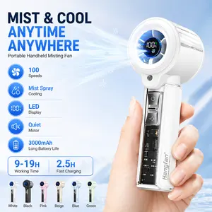 Hang Fan Portable Mist Handheld Fan, 100 Speed Cooling Fan with AI Timer Display, Quiet Rechargeable USB Fan for Travel Outdoor Office High Power Fan High Velocity Fan fan that blows cold air portable fan fans portable fans fan portable
