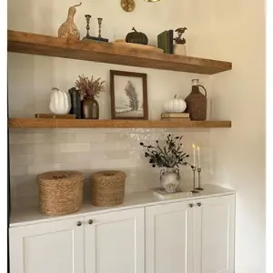 36 Inches Long Walnut Floating Shelves,Rustic Wood Farmhouse Wall Shelves with Invisible Brackets for, Living Room, Bedroom, Set of 2