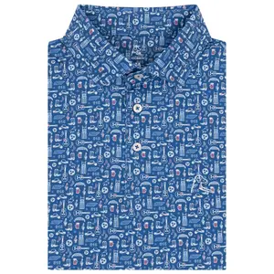 The Music City Men Performance Polo Breathable Mesh Fabric Classic Loose Fit Pullover Short Sleeve Stylish Menswear Golf Soccer Casual Summer Top S-5XL