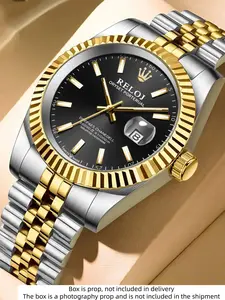 Top Luxury Log Series Business Men's Watch, Round Dial, Waterproof Calendar Display, Stainless Steel Butterfly Buckle Strap, Business Fashion Watches, Quartz Analog Watch