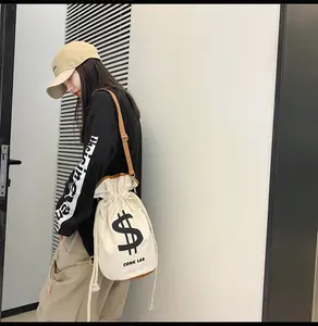 Multifunctional Casual Money Bucket Purse Portable Storage Drawstring Shoulder Bag for Everyday Use