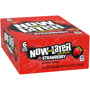 Now and Later Strawberry  24 ct. - Sweet and Chewy Candy with Strawberry Flavor - 24 Count Box Snack Sugar