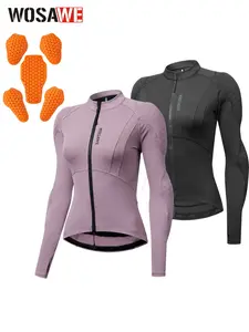 WOSAWE Mesh Motorcycle Jacket Women Padded Motorcycle Shirt with Back Pads Summer Sport Bike Gear