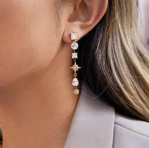Emma's Heart | Shimmering Cascade - 18K Gold Plated Zirconia Tassel Drop Earrings
