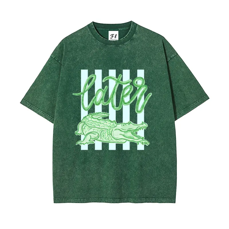 See You Later Alligator Vintage Acid Wash Tee |     Funny Crocodile Graphic Shirt,Retro "Later" Alligator Meme Tee |     Funny Animal Oversized Top