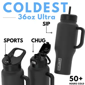 COLDEST 36oz Limitless Ultra V8 – Premium 36oz Insulated Stainless Steel Water Bottle | Perfect Gift for Athletes, Travelers, Coworkers & Family | Leakproof, Durable, Ice-Cold Hydration for Gym, Work, Outdoor & Daily Life