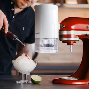 Shaved Ice Attachment for KitchenAid Stand Mixer, Ice Shaver Attachment for Kitchenaid Mixer Attachments, Snow Cone Machine for Kitchenaid with 8 Ice Cube Mold with Lid, Fine and Coarse Blade, White (Machine/Mixer Not Included)