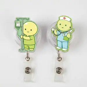 Medical Character Badge Reel, Cute Cartoon Id Holder, Retractable Clip For Nurse Doctor Office, Kawaii Accessory, Funny Healthcare Gift Idea