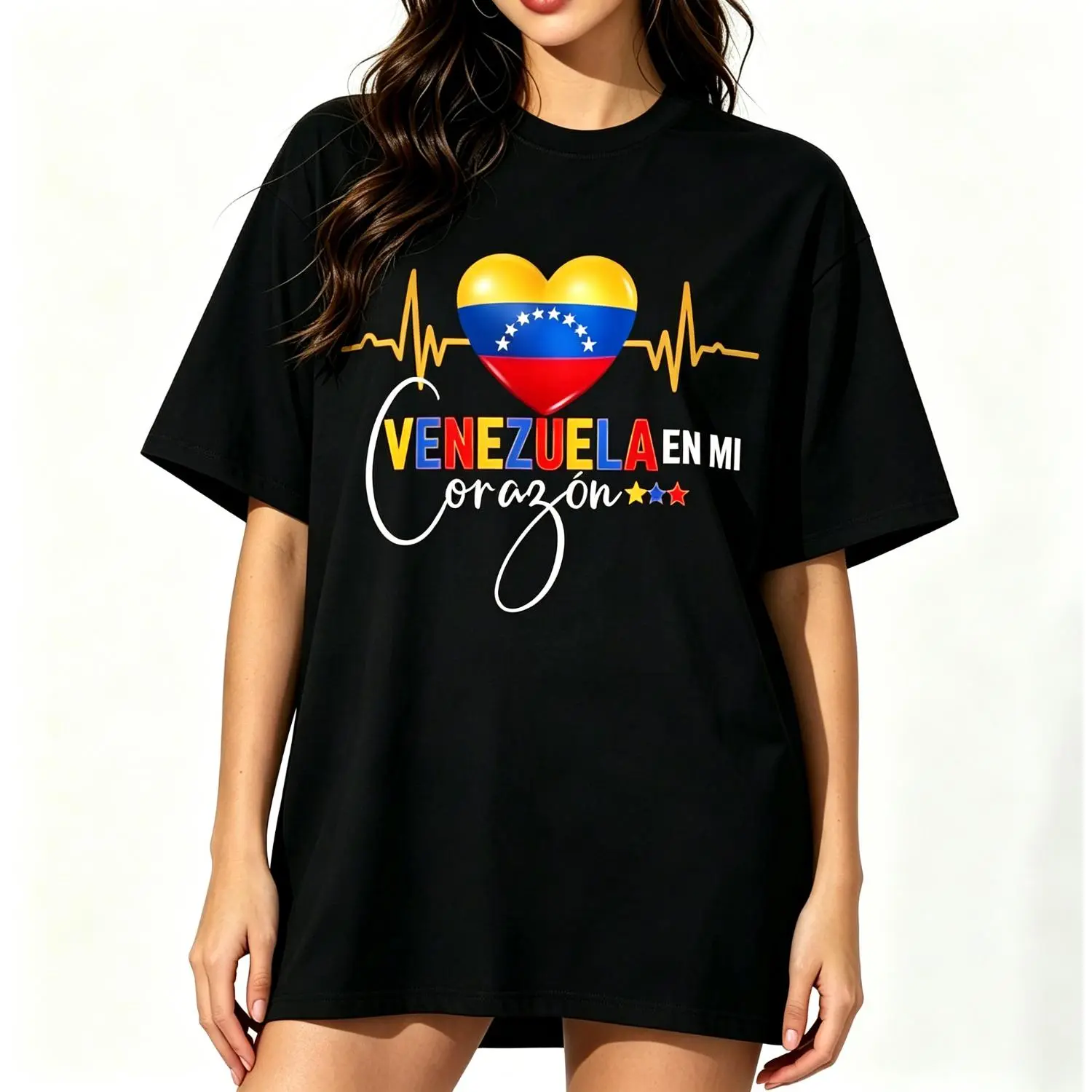 Men's Venezuela en el Corazon Venezuelan Pride T-Shirt, Casual Tops, Small Size