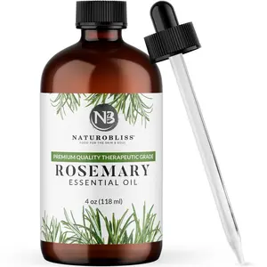 NaturoBliss Pure Rosemary Essential Oil Therapeutic Grade (4 fl. oz) with Glass Dropper, Perfect for Aromatherapy