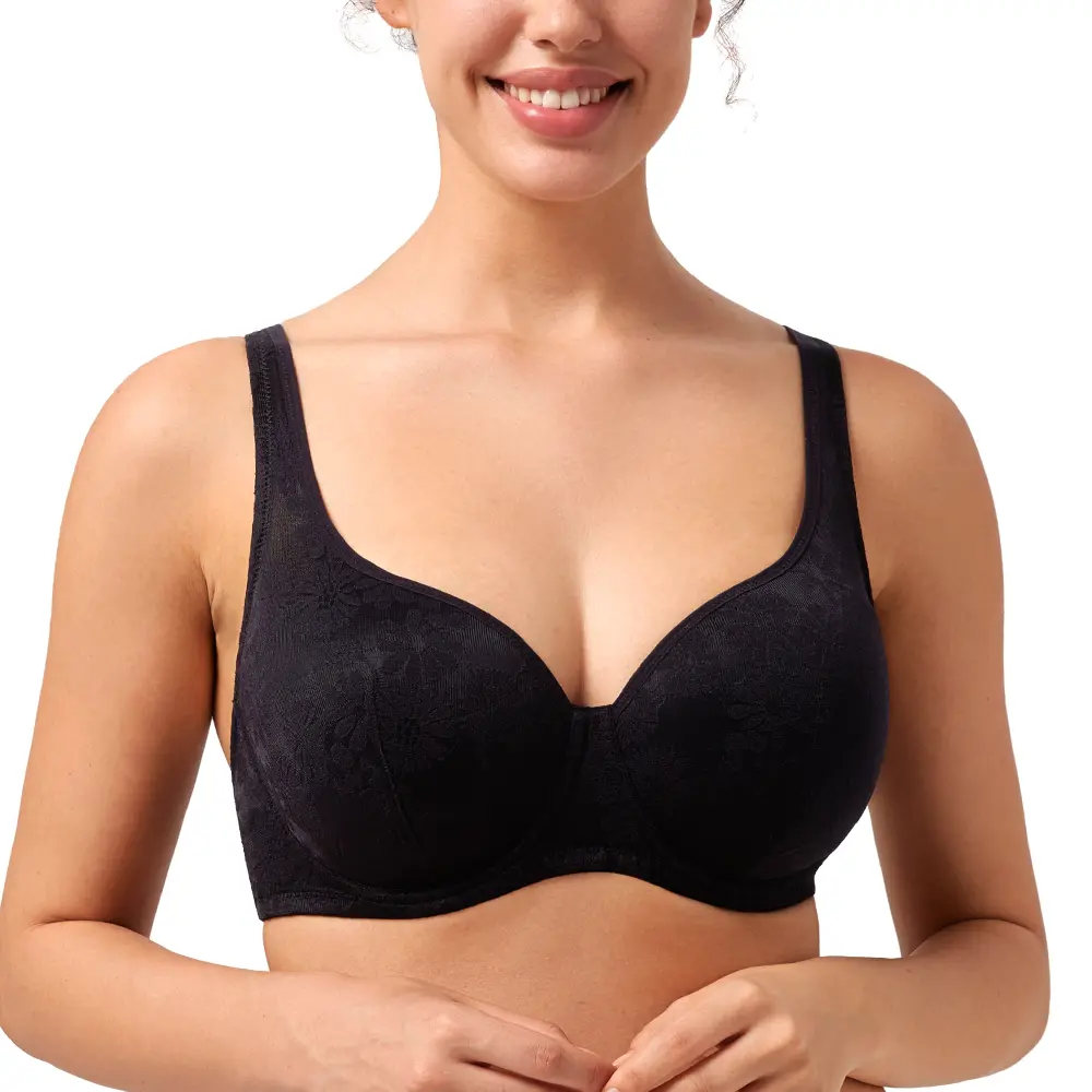 HSIA Women's Daisy Sexy Lace Demi Balconette Bra - Light Push-Up Underwire, Adjustable Straps, Fit for Petite Small Bust (A-DD Cups), Breathable, Comfortable, Enhanced Aesthetics, Flattering Bottom Support, Mesh, Style, Adjustable Everyday Bras, 32Dd, Con