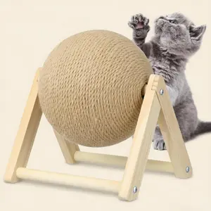 Sisal Rope Cat Scratching Ball Toy Natural Fiber Kitten Paws Grinding Board Durable Interactive Scratcher for Indoor Cats