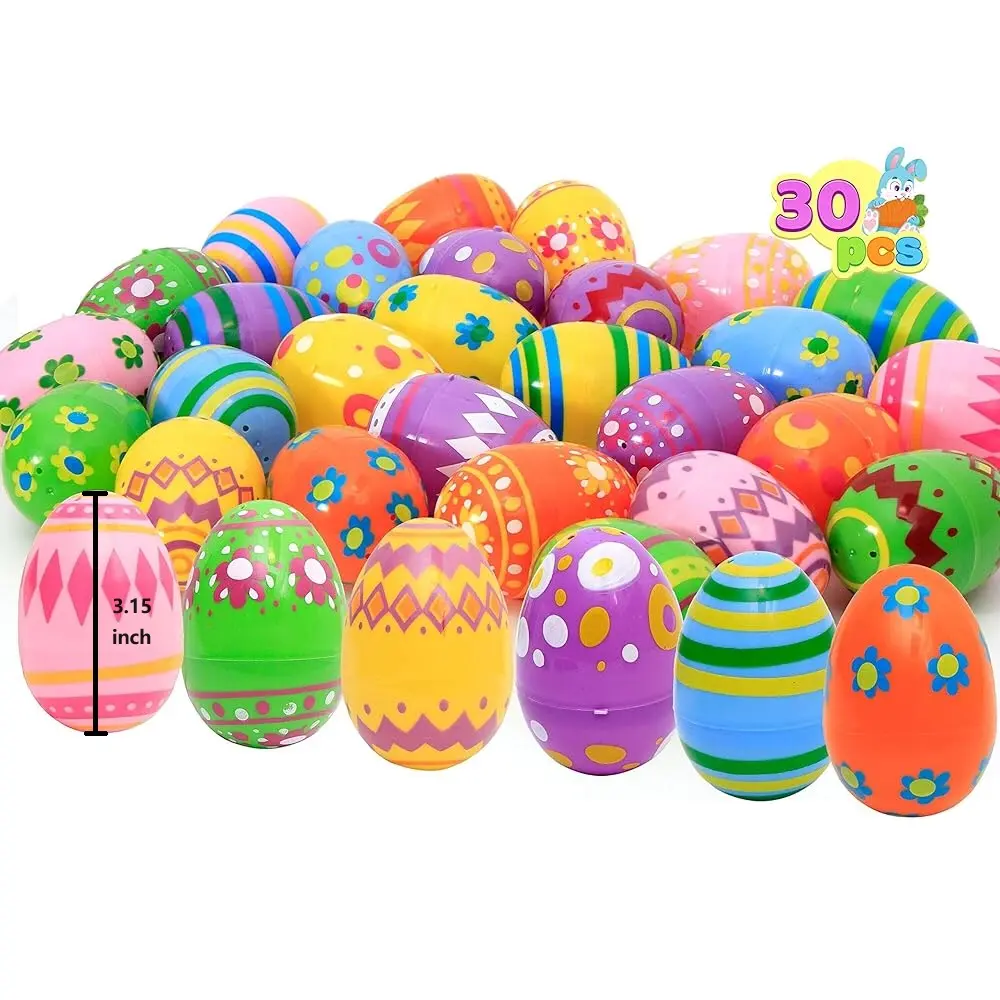 30Pcs/36Pcs 3.15in Printed Jumbo Plastic Easter Eggs For Easter Egg Hunt