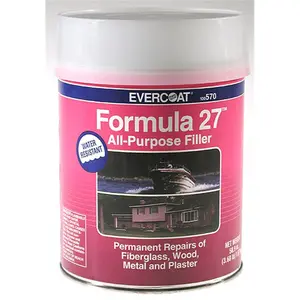 212 MAIN Evercoat 1pt Formula 27 All-Purpose Filler, Water-Resistant Fiberglass Repair Product with Hardener for Wood, Stucco, Drywall, Metal, Permanent Repairs, White Cream Finish (Sports Collectibles Accessories)