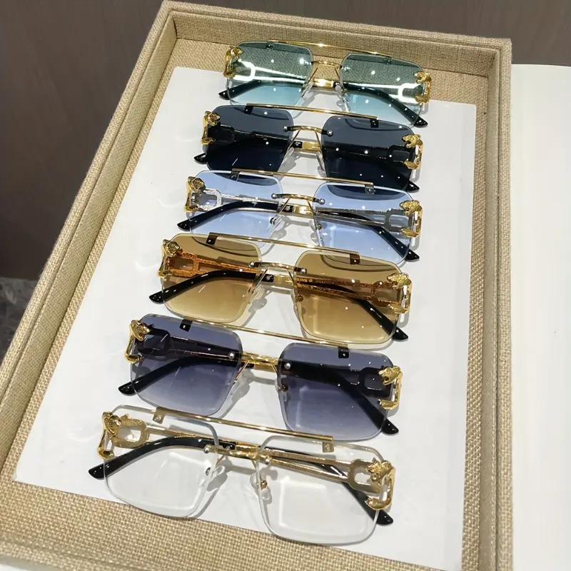 6cps Rimless Double-Beam Fashion Glasses - Decorative Summer Camping with Screw Reinforcement Upgrade and Stylish Partner Design