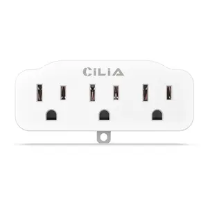 Three-In-One Wall-Mounted Power Socket with 3 Ac Outlets, American Standard Plug Adapter for Home and Office Use, Wall Outlet Extender