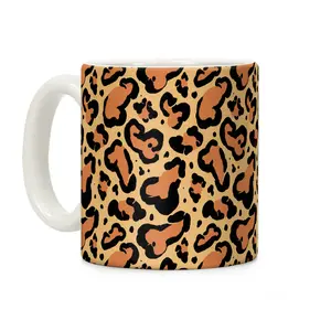 [Sale Up to 50% ] Leopard Print Penis Pattern Coffee Mug,  11 oz or 15 oz Ceramic Drinkware with Large Handles, Printed in the USA