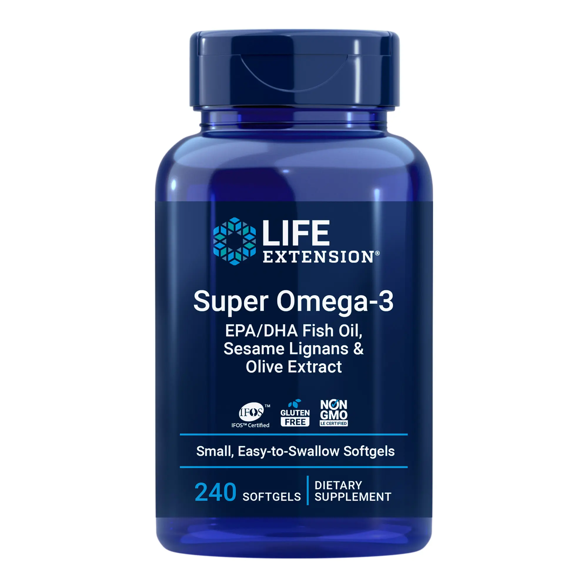 Life Extension Super Omega-3 EPA/DHA Fish Oil, Sesame Lignans & Olive Extract 240 Easy-To-Swallow Softgels Life Extension Super Omega-3 EPA/DHA Fish Oil, Sesame Lignans & Olive Extract 240 Easy-To-Swallow Softgels
