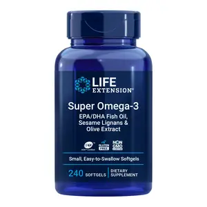 Life Extension Super Omega-3 EPA/DHA Fish Oil, Sesame Lignans & Olive Extract 240 Softgels