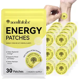 Acential Labs Energy Patch, Caffeine & Ginseng Ingredients, Caffeine Energy Boost, Daily Energy Boost, Focus & Vitality, Energy Booster, Suitable for All, Office, Sports, Rest, 1 Bag of 30 Pcs