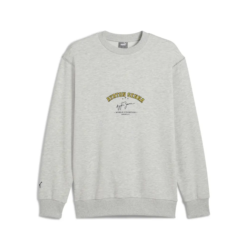 PUMA Mens Senna A Vida Embroidered Logo Crew Neck Sweatshirt Casual - Grey PUMA Mens Senna A Vida Embroidered Logo Crew Neck Sweatshirt Casual - Grey
