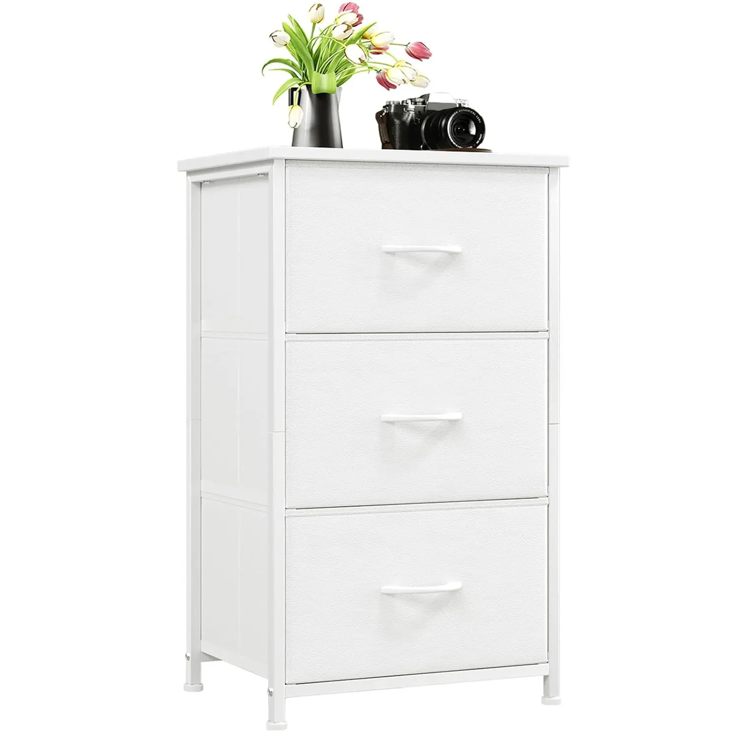 【Somdot】3-Drawer Fabric Storage Tower Organizer Cabinet Storage - Modern Dresser, Bedroom Closet & Entryway Indoor Furniture,dorm essentials,home decor