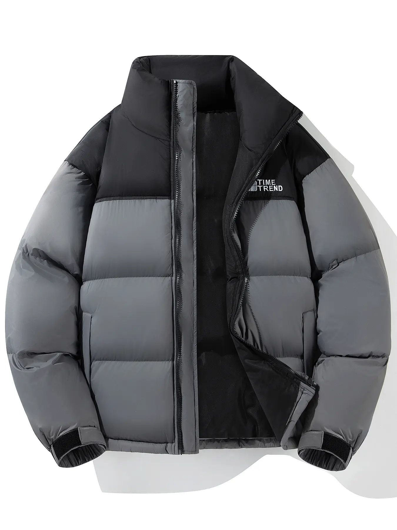 Fashion pioneer choice: winter windproof cotton coat, contrasting color stand collar couple style puffer jacket, casual outdoor double scene king bomb, men jackets for winter