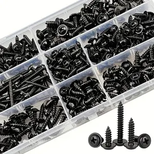 340pcs Self-Tapping Screw Set, M3-M4-M3.5-M4.8 Sizes, Pan Head Phillips Drive, Carbon Steel for Wood Furniture