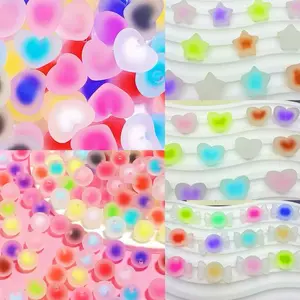 Tara-P46-Mix Styles Matte Frosted Beads with Colorful Inner Core 5pcs per Bag