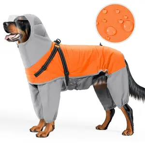 Dog Raincoat with Transparent Face Mask, Windproof & Rainproof Pet Raincoat, Pet Clothing for Medium & Large Dogs Clothes
